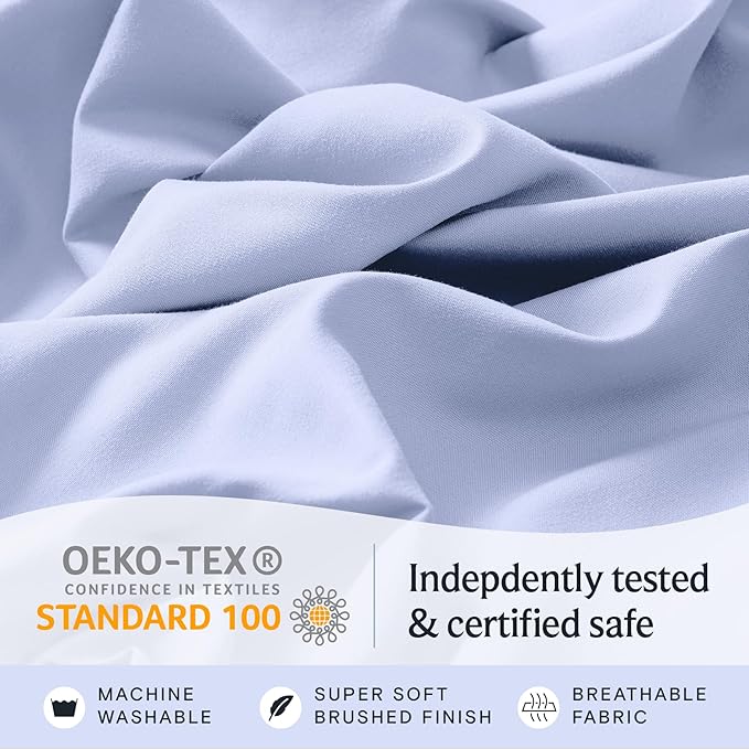 LuxClub 4 PC Sheet Set Bed Sheets Deep Pockets 16" Eco Friendly Wrinkle Free - Image 5