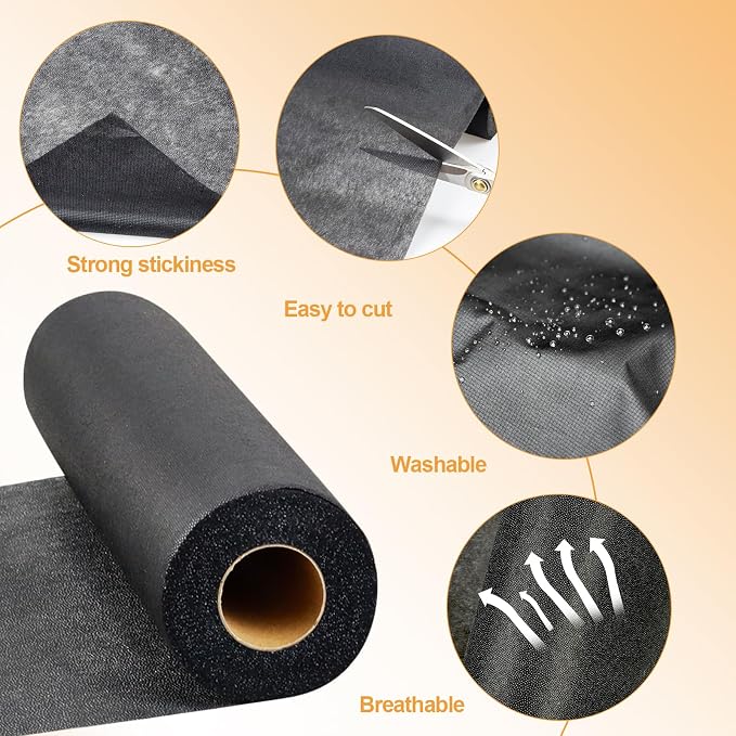 PLANTIONAL Light Weight Black Iron-On Non-Woven Fusible Interfacing: 11.6" x - Image 4