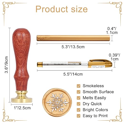 Yoption Wax Seal Kit, Snowflake Wax Seal Stamp - Image 3