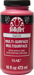 FolkArt Multi-Surface Satin Acrylic Paint in Assorted Colors, 16 oz, Apple Red by FolkArt