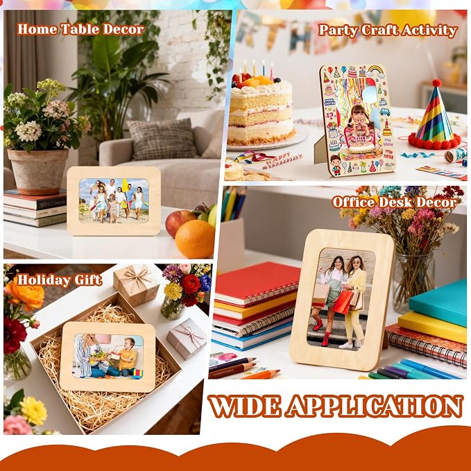 RYKOMO 42 Pack DIY Wooden Picture Frames, Unfinished Solid Wood Photo Picture - Image 7