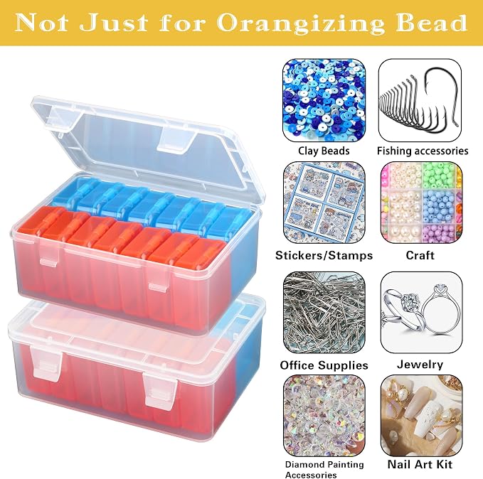 Mathtoxyz Small Bead Organizers, 15 Pieces Plastic Storage Cases Mini Clear - Image 6