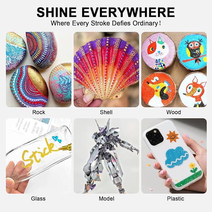 IVSUN Metallic Markers, 18 Colors Glitter Acrylic Gold Paint Pens | Super - Image 6