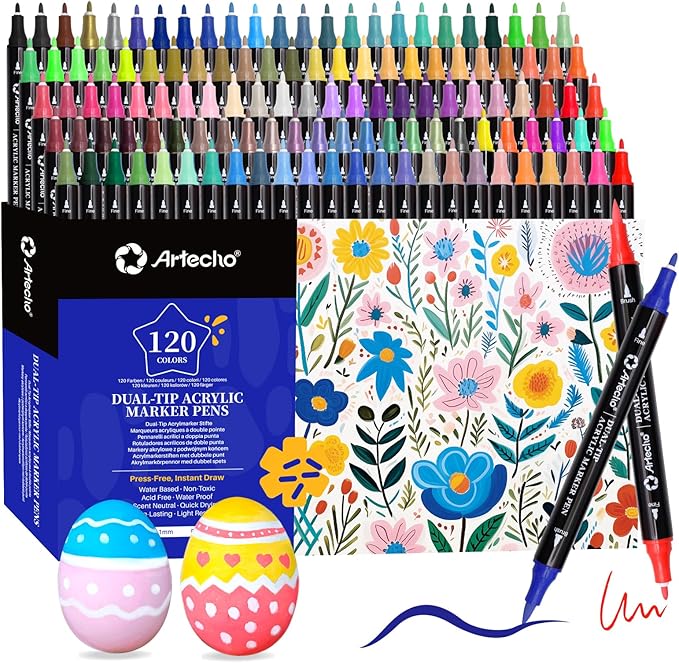 Artecho Acrylic Paint Markers 120 Colors, Acrylic Paint Pens by Artecho