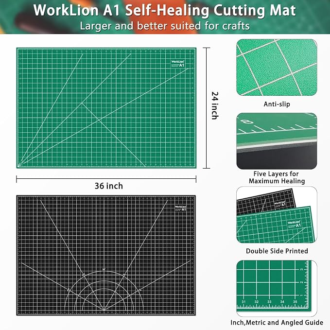 WORKLION Self Healing Cutting Mat: 24 x 36 inch Large Double Sided 5-Layer - Image 5