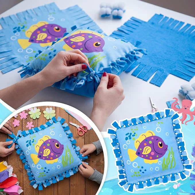 Chunful 6 Sets Under the Sea Tied Pillow Craft Kit DIY Underwater Animals - Image 3