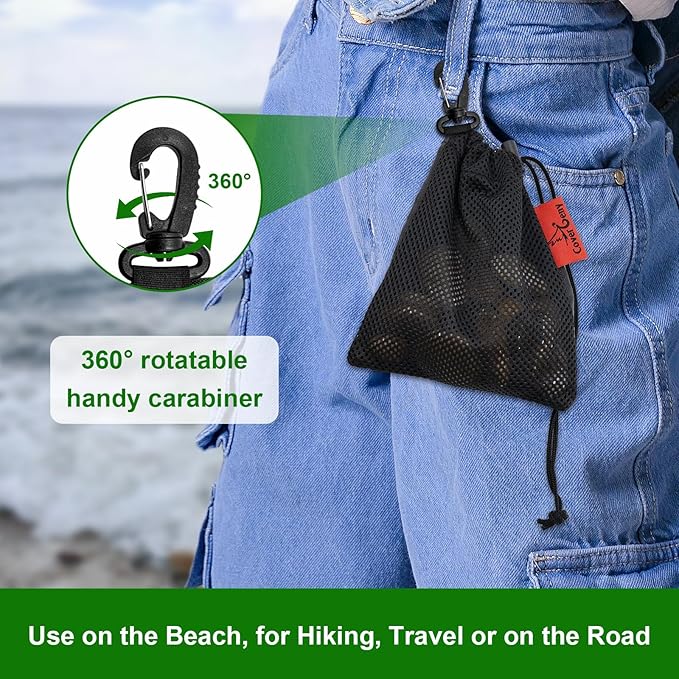 Mesh Foraging Bags with Clip, 4 Pack Drawstring & Toggle Closure Foraging Pouch - Image 4