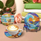 8 PCS Diamond Art Coasters Kits Sunset Beach Diamond Painting Coaster | Diamond - Image 6