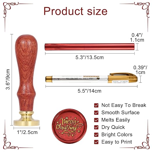 Yoption Wax Seal Kit, Merry Christmas Wax Seal Stamp, Christmas Cards, Wine - Image 3