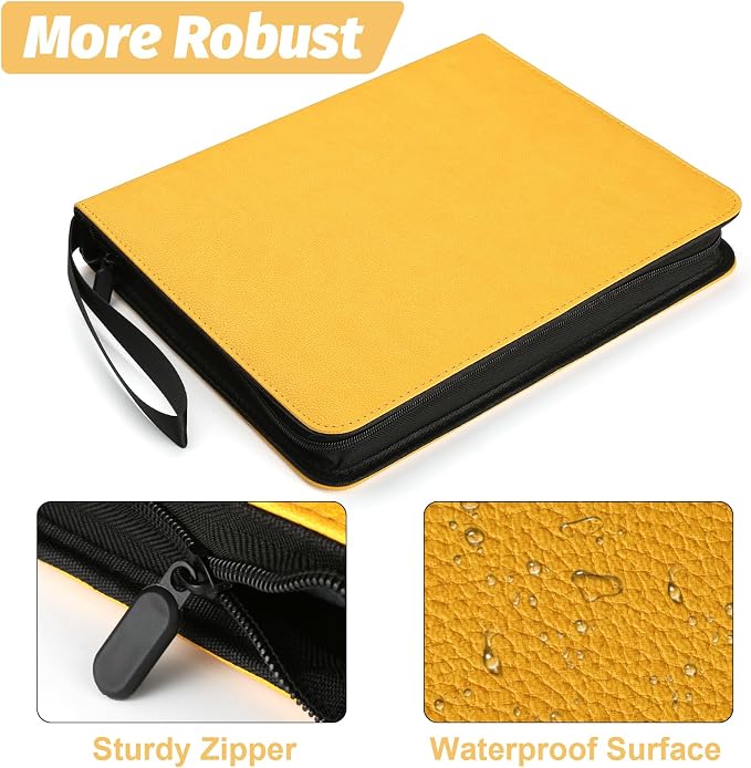 GERMUN 3 Ring 9 Pocket Zipper Card Binder, 720 Double Sided Standard PU Trading - Image 4
