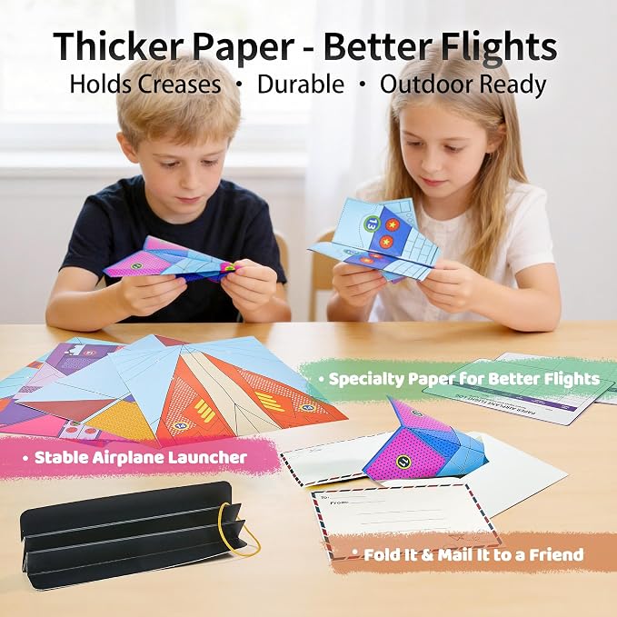 Leven DIY Paper Airplane Kit, 24 Progressive Origami Plane Designs, 48 Thick - Image 6