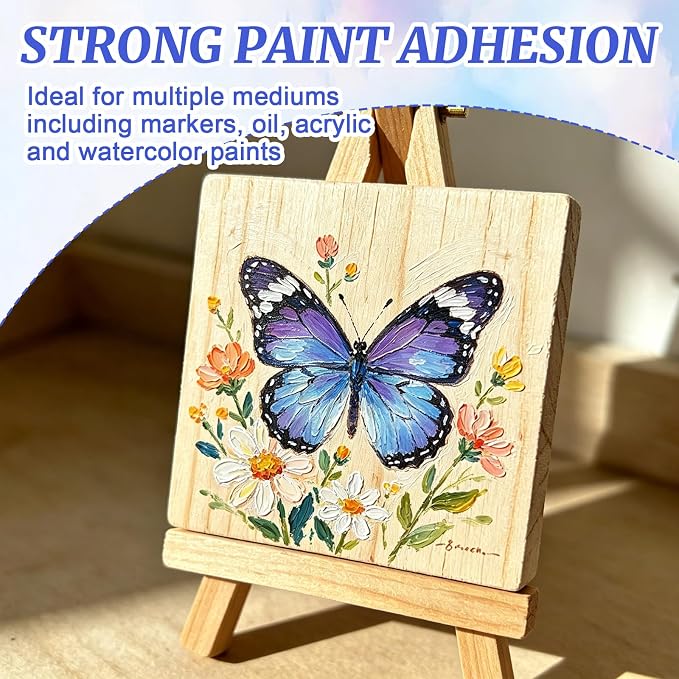 ESRICH 6 Pack Wood Panels with 4"x4", Square Craft Wood Canvas Boards, Blank - Image 4