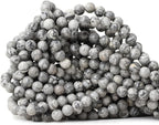 60PCS 6mm Natural Map Stone Round Loose Beads by CHEAVIAN