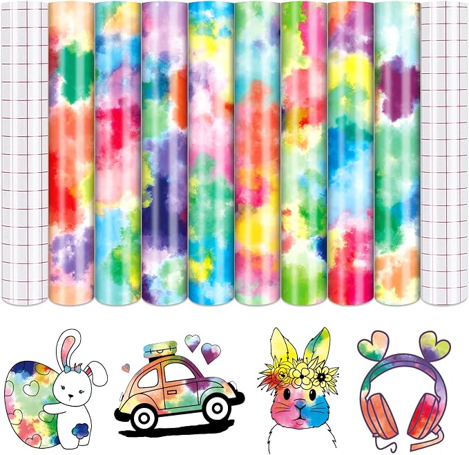 Tintnut Tie Dye Permanent Vinyl 8 Sheets 12"x10" Easter Adhesive Vinyl | by Tintnut