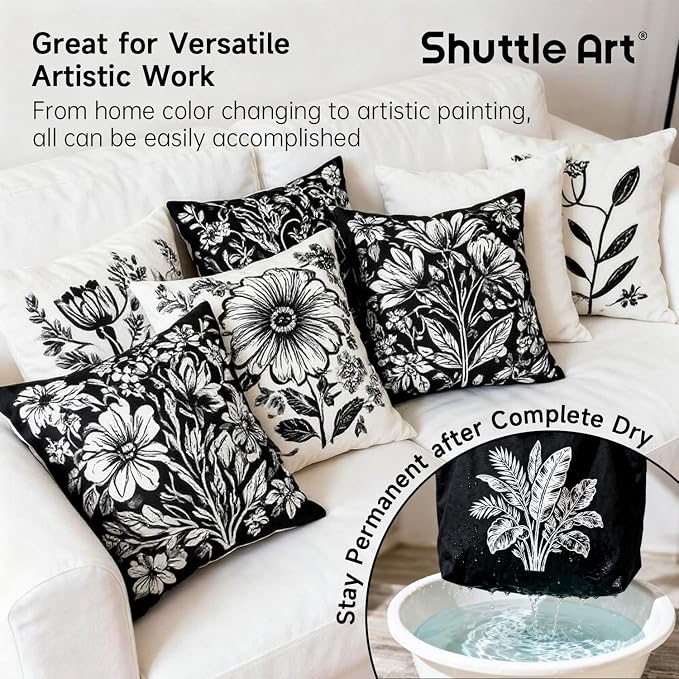 Shuttle Art Black Fabric Paint, 33.8 oz Large Bottle - Image 5