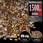 1500pcs 6mm Resin Rhinestones Bulk, Mineral Gold Flatback Round Jelly - Image 2