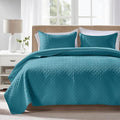 FLYMME Quilts King Size, Lightweight Teal Bedspreads, Basket Weave Pattern by FLYMME