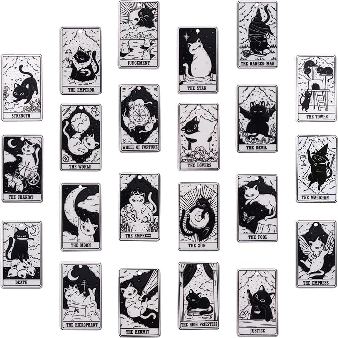 22 Pcs Tarot Card Acrylic Charms Vintage Magic Tarot Card Pendants Rectangle by COGCHARGER