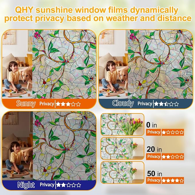 Window Privacy Film Stain Glass Window Film Rainbow Window Film Window clings - Image 3