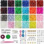 JULIMAIDONG 6mm Glass Beads for Bracelets 1400pcs, 24 Colors Round Crystal - Image 2