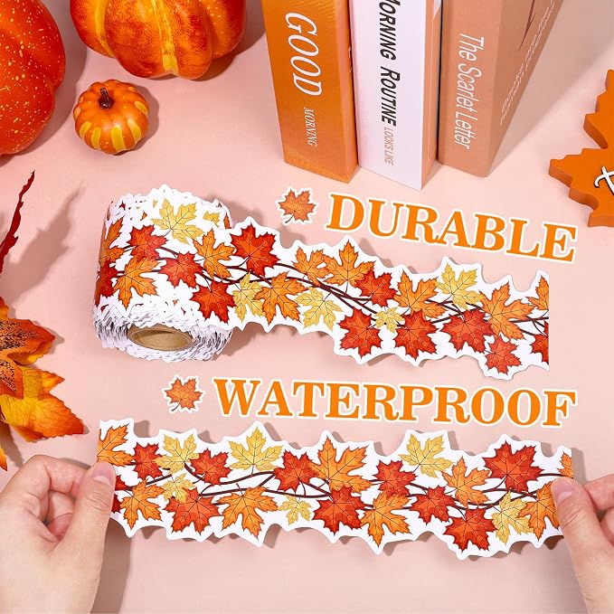 FYSUIMU 65.6 Ft Fall Thanksgiving Bulletin Board Borders Maple Leaves Vine Die - Image 3