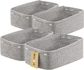 Small Storage Baskets for Organizing | Closet Organizer Bins | Shelf Toy Basket | Woven Rope Baskets | Cube Decorative Box | Shallow Basket | 13x8.5x5.1” | 4 Packs Mixed Grey