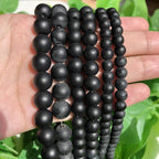 48pcs Natural Matte Black Onyx Gemstone Beads，8mm Frosted Round Loose Stone - Image 7