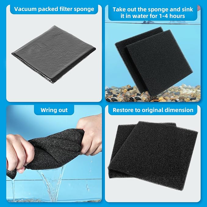AQUANEAT 2 Pack Aquarium Bio Sponge Filter Media Pad Cut-to-Size Open Cell Foam - Image 7