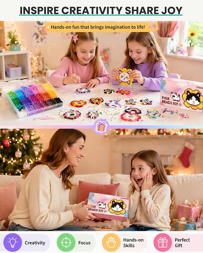 Fuse Beads Kit-120 Colors 62000 2.6mm-Easy DIY, Built-in Iron | DIY Crafts - Image 7
