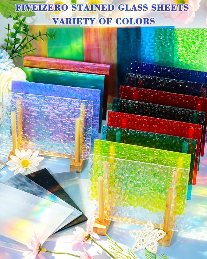 FIVEIZERO 24 Sheets Iridescent Stained Glass Sheets, 4x6 Inch Stained Glass - Image 7