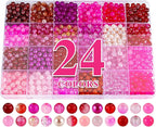 XSEINO About 1200PCS 6mm Glass Beads Bracelet Making Kit, 24 Assorted Red and by XSEINOiscreating%EF%BC%81