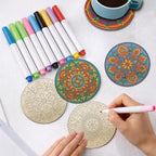 26PCS Wood Coasters Craft Kit 10 Paint You Own Coaster - Image 5