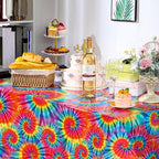 Newwiee Tie Dye Tablecloth Rainbow Table Cloth 54 x 108 Inch Plastic Rectangle - Image 4