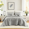 Comfort Spaces Grey Oversized Queen Quilt Set 102"x118" Bedspread Quilted by ComfortSpaces