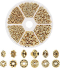 PH PandaHall 300pcs Spacer Beads 6 Style Antique Golden Tibetan Metal Jewelry by PHPandaHall