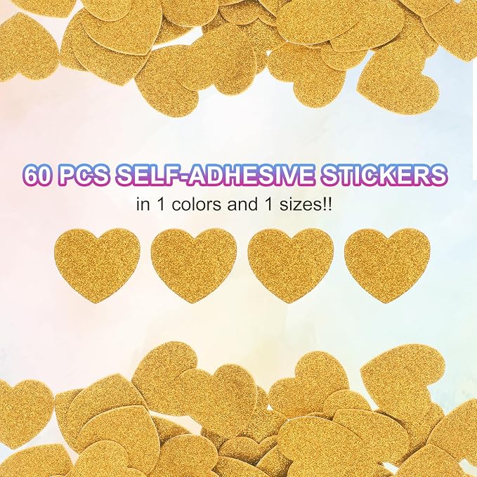 MECCANIXITY 60Pcs Glitter Foam Stickers 1 Inch Self-Adhesive Sparkly - Image 3