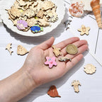 200 pcs Mixed Styles Ocean Animal Theme Undyed Wood Cutout Charms Octopus - Image 4
