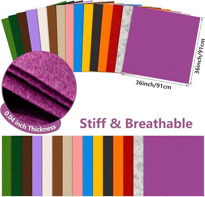 Felt Fabric 36'' X 36'' Large Felt Sheets Stiff Craft Felt by The Yard - Image 2