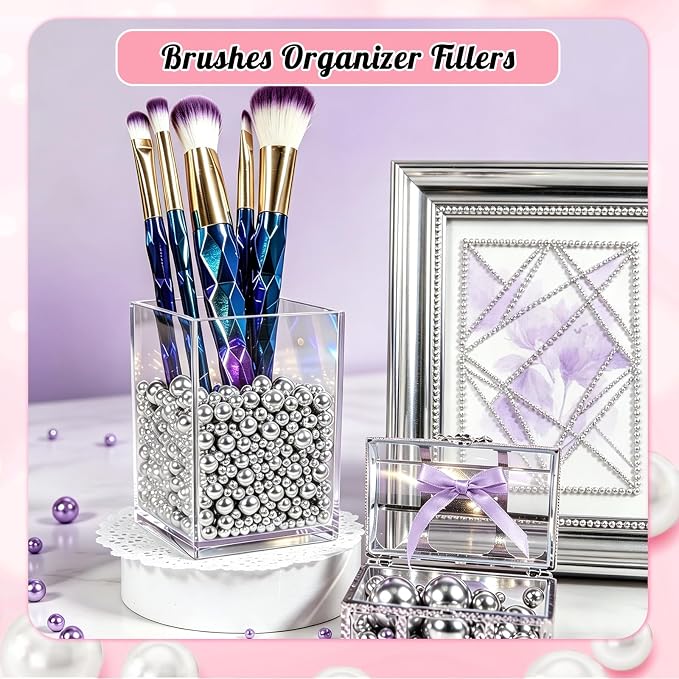 2000PCS Pearls for Crafting, Sliver No Hole Beads for Centerpieces Vases - Image 4