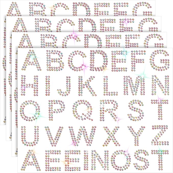 Zonon 136 Pieces Rhinestone Iron-on Letter Large Glitter Bling Alphabet Sticker by Zonon