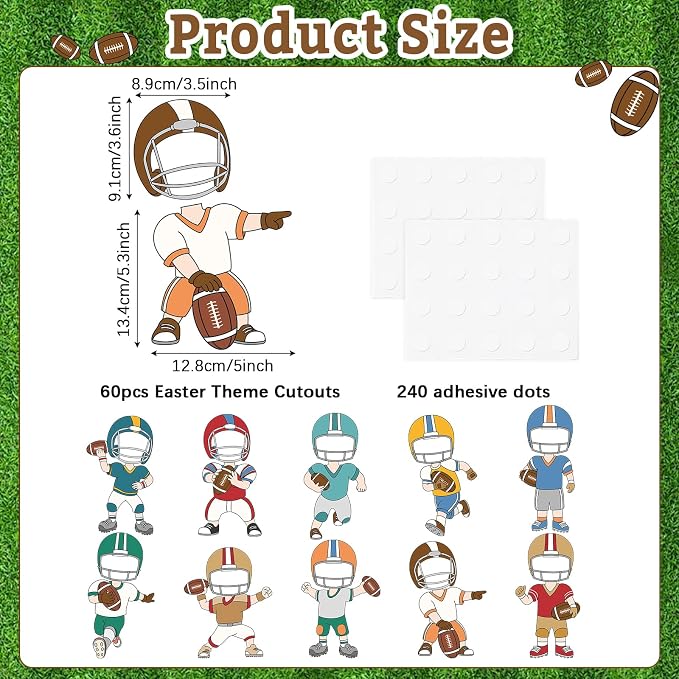OBUSATT 60 Pcs Football Theme Cutouts Rugby Bulletin Board Decorations Sports - Image 2