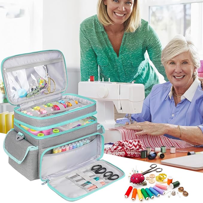 Large Sewing Supplies Organizer, Double-Layer Sewing Accessories Storage and - Image 8