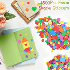 1600Pcs Foam Stickers, 8 Colors Foam Shape Stickers - Image 4