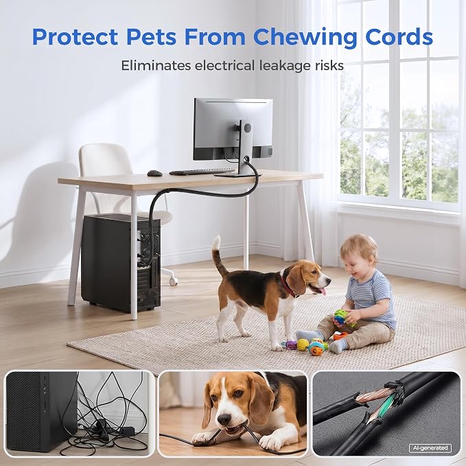 Delamu 10ft - 1/2 inch Cable Sleeve Cord Protector from Pets No Chew, - Image 6