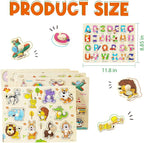 Wooden Peg Puzzles for Toddlers, 6 Pack Toddler Puzzles Set for 3 4 5 Years Old - Image 4