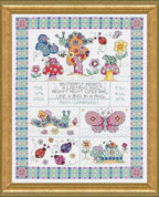 Janlynn 14 Count Bug in a Rug Birth Record Counted Cross Stitch Kit, 9-3/4-Inch by Janlynn