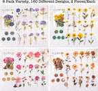Knaid Pressed Flower Themed Stickers Set Dried Flowers Resin Stickers Decals - Image 3
