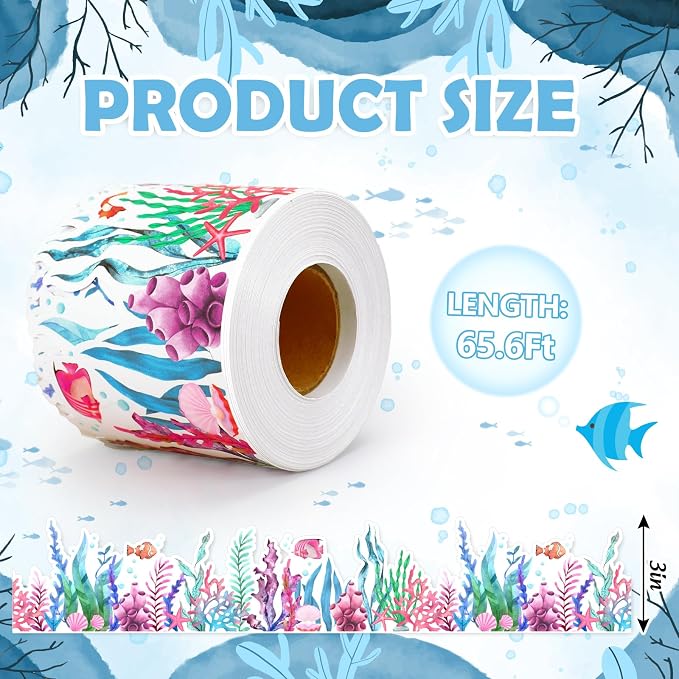 FUSUIMU 65.6 Ft Ocean Bulletin Board Border Coral Reef Grass Seaweed Die-Cut - Image 2