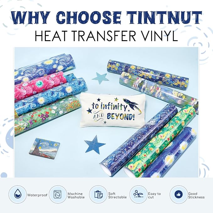 Tintnut Starry Night Van Gogh HTV Vinyl, 9 Sheets 12×10in Iron on Vinyl | - Image 3