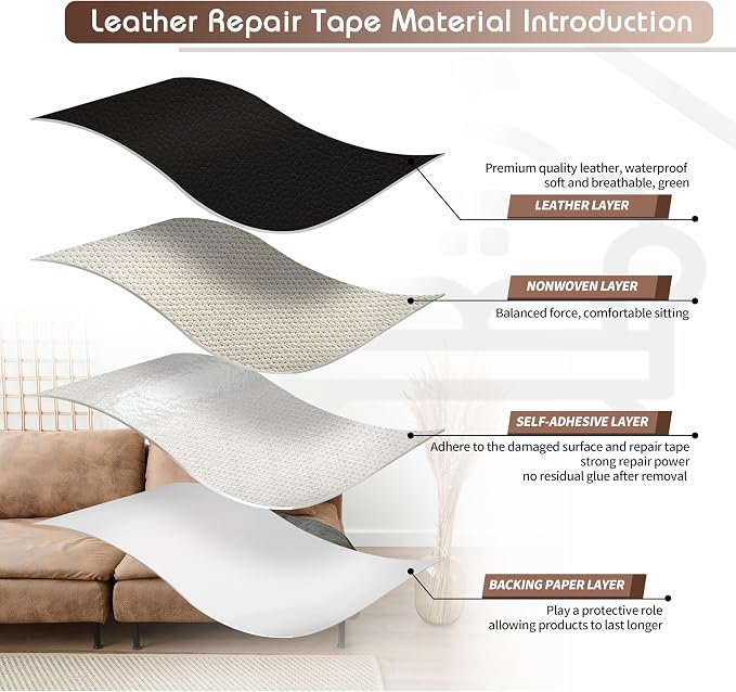 KING MOUNTAIN Leather Repair Patch, 2 Packs 9 x 11 Inches self Adhesive Leather - Image 3